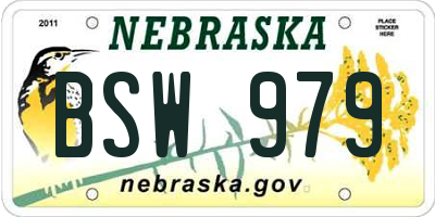NE license plate BSW979