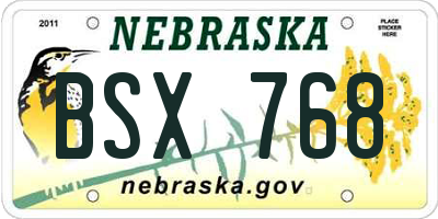 NE license plate BSX768