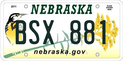 NE license plate BSX881