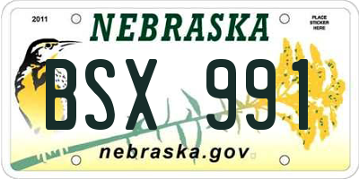 NE license plate BSX991