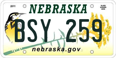 NE license plate BSY259