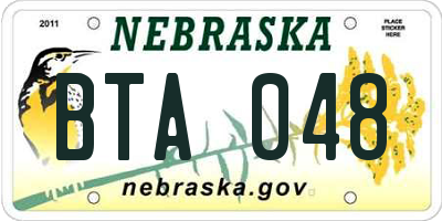 NE license plate BTA048
