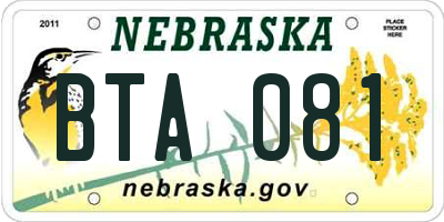 NE license plate BTA081