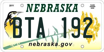 NE license plate BTA192
