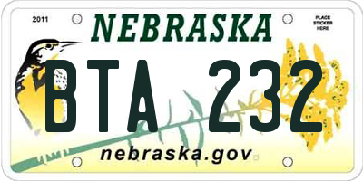 NE license plate BTA232