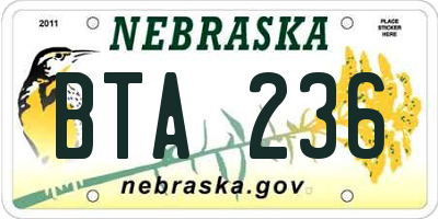 NE license plate BTA236