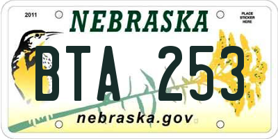 NE license plate BTA253