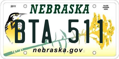 NE license plate BTA511