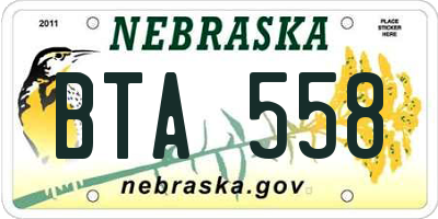 NE license plate BTA558