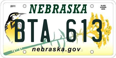 NE license plate BTA613