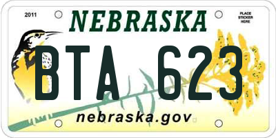 NE license plate BTA623