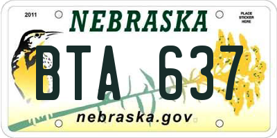 NE license plate BTA637