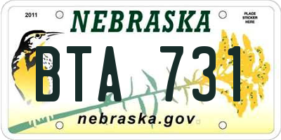 NE license plate BTA731