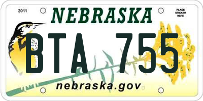 NE license plate BTA755