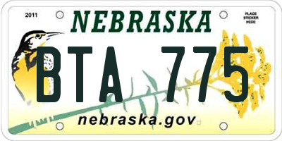 NE license plate BTA775