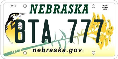 NE license plate BTA777