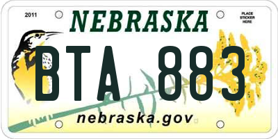 NE license plate BTA883