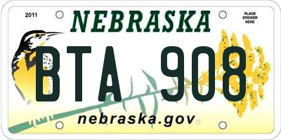 NE license plate BTA908
