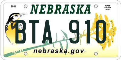 NE license plate BTA910