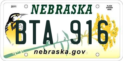 NE license plate BTA916