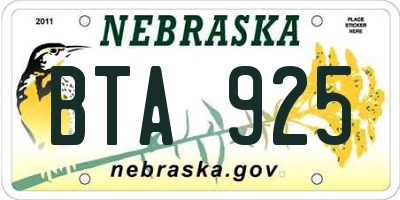 NE license plate BTA925