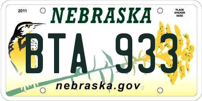 NE license plate BTA933
