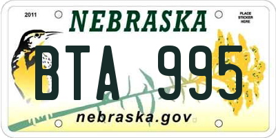 NE license plate BTA995