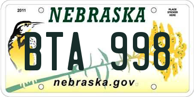 NE license plate BTA998
