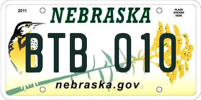 NE license plate BTB010