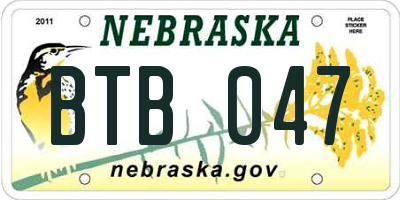 NE license plate BTB047