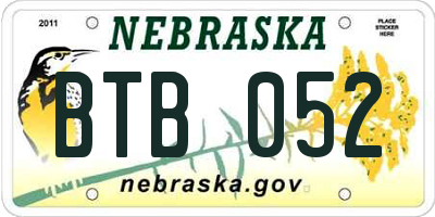 NE license plate BTB052