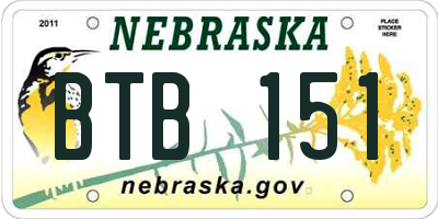 NE license plate BTB151