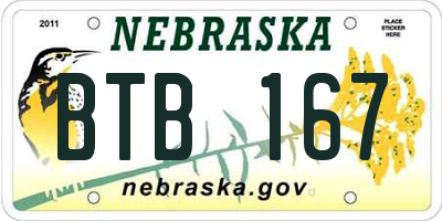 NE license plate BTB167