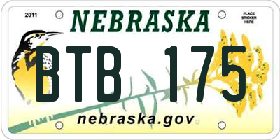 NE license plate BTB175