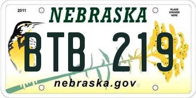 NE license plate BTB219