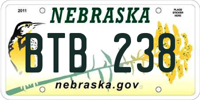 NE license plate BTB238