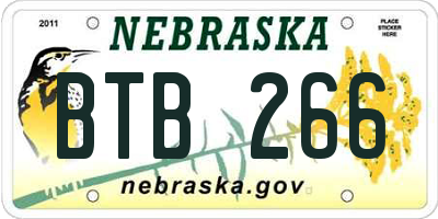 NE license plate BTB266