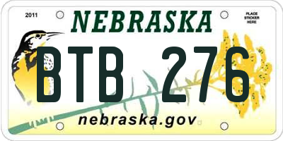 NE license plate BTB276
