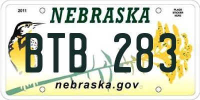 NE license plate BTB283