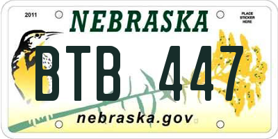 NE license plate BTB447