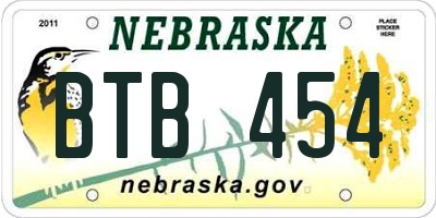 NE license plate BTB454