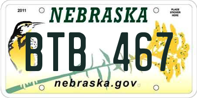 NE license plate BTB467