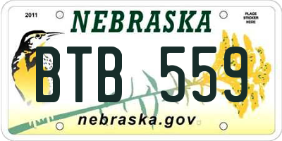 NE license plate BTB559
