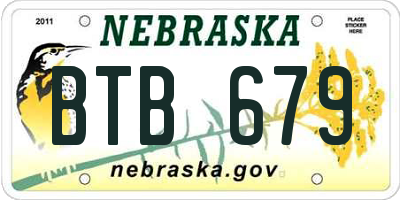 NE license plate BTB679
