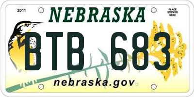 NE license plate BTB683