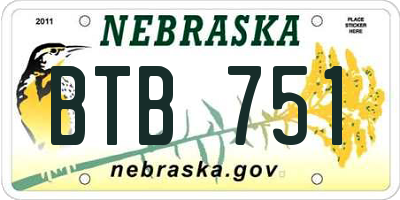 NE license plate BTB751