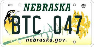NE license plate BTC047