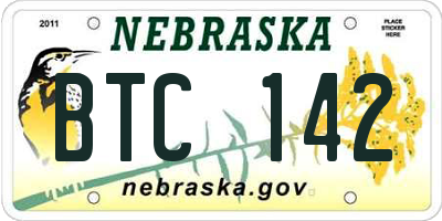 NE license plate BTC142