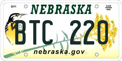NE license plate BTC220