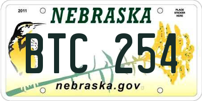 NE license plate BTC254